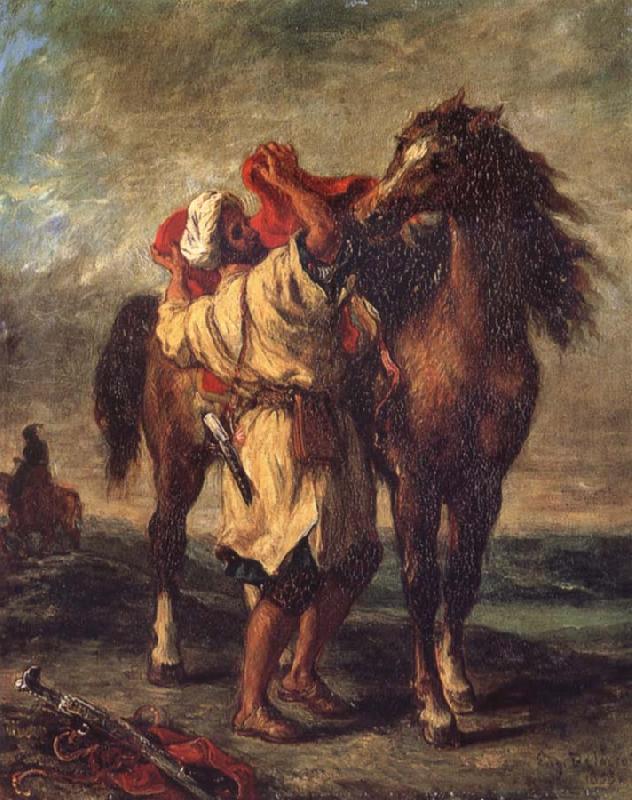 Eugene Delacroix Arab Sadding His Horse oil painting image